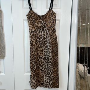 Dolce and Gabbana leopard print slip 90s D&G vintage dress black lace